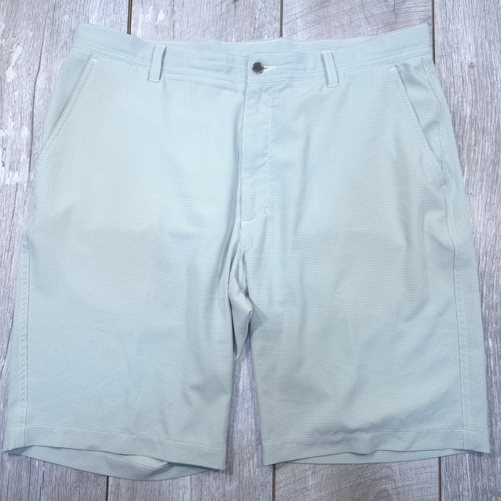 FootJoy Golf Shorts Men 38 Green Micro Check Performance Stretch Flat Front